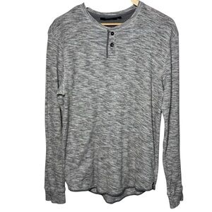 Outpost Makers Thermal Henley Men's Medium Gray Marled Waffle Knit Long Sleeve